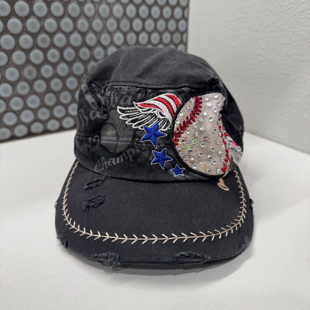 Unknown 5 Panel Hat Cap Baseball Wings USA Flag Gothic Strap‎ Back Leader Casual